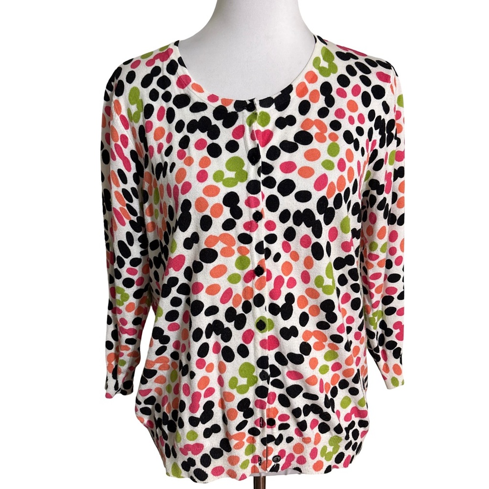 Joseph A Multicolor Polka Dot Cardigan